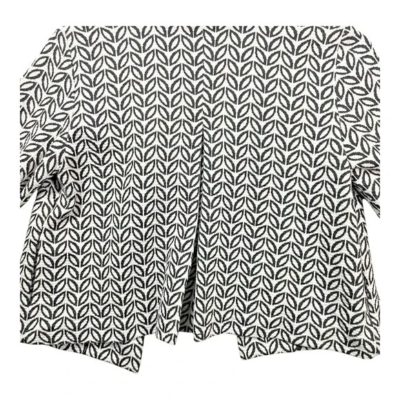 Saks Fifth Avenue Jacket Geometric Leaf Pattern 3/4 Sleeve Pockets Women Size 6 - Picture 9 of 10